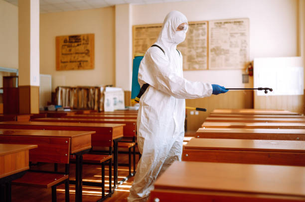 istock Disinfecting school class to prevent COVID-19. 1257197067