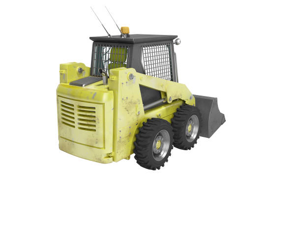 istock Yellow diesel loader with front bucket isolated rear 3D render on white background no shadow 1257197172