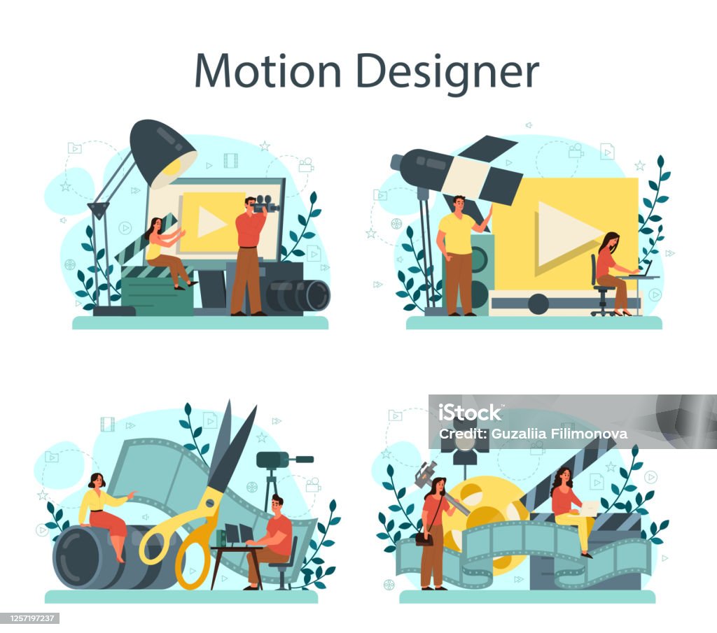 Motion Or Video Designer Set Artist Create Computer Animation Stock  Illustration - Download Image Now - iStock