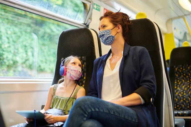 istock mother and daughter travelling by train safely 1257199168