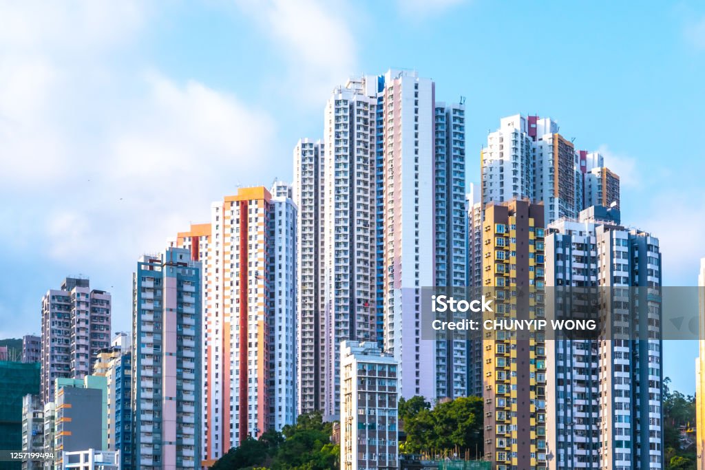 Hong Kong Apartment Blocks Kong Apartment Blocks Construction Industry Stock Photo