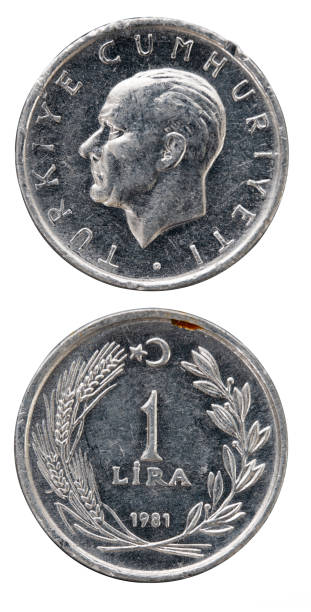 istock Old 1 Turkish Lira coin İsolated On White Background 1257200754