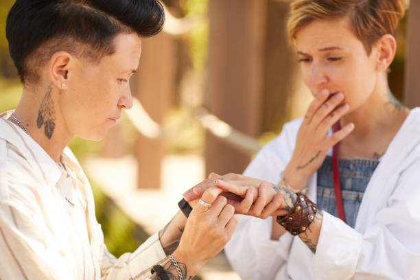 istock Lesbian proposal outdoors 1257200779