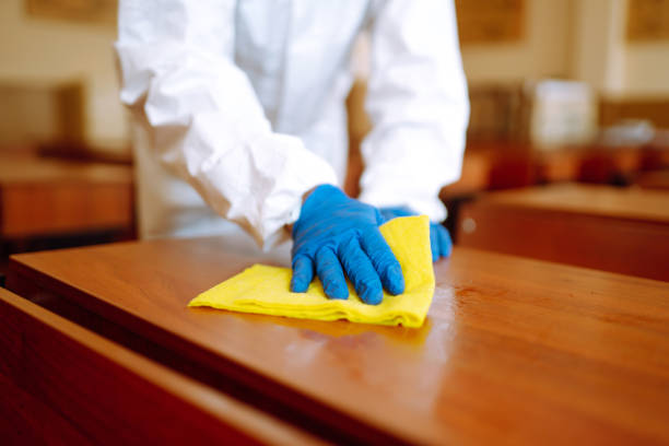 istock Cleaning and disinfection school class to prevent COVID-19. 1257201352
