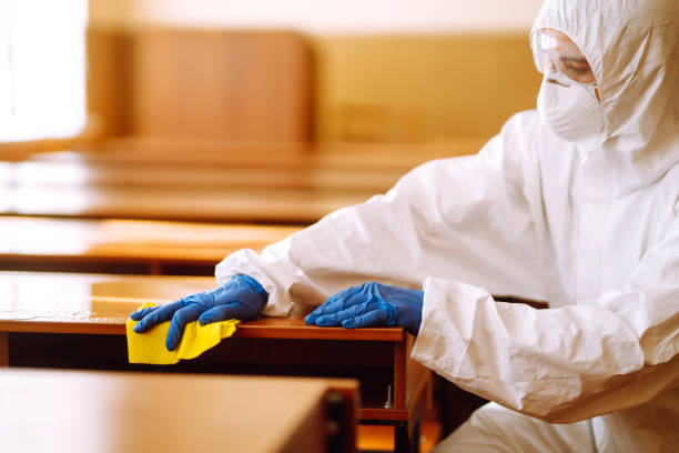 istock Cleaning and disinfection school class to prevent COVID-19. 1257201358