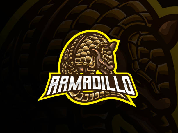 Armadillo mascot sport emblem design Placental mammal mascot vector illustration. Wild armored armadillo mascot design, Emblem design for esports team. Vector illustration armadillo stock illustrations