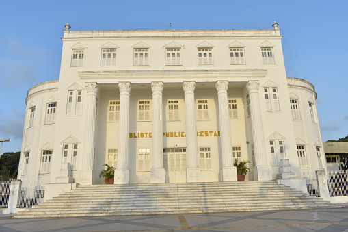 white library with golden letters