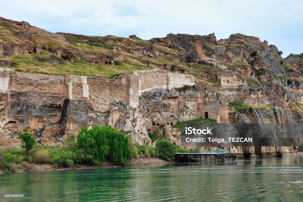 Rumkale castle at halfeti of the Birecik Dam Urfa Turkey Castle Stock Photo