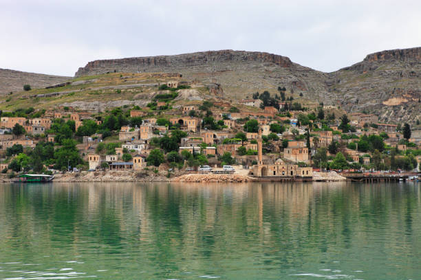 Old houses of abandoned submerged ghost city "Halfeti" Old houses of abandoned submerged ghost city "Halfeti" rumkale stock pictures, royalty-free photos & images