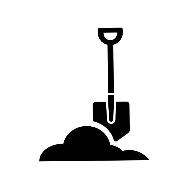 illustrations, cliparts, dessins animés et icônes de pelle - modèle de conception vectorielle d’icône de jardinage - trowel shovel gardening equipment isolated