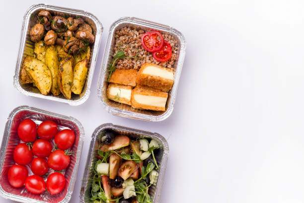 istock Home delivery concept. Containers with food on a white background. Copy space 1257205613