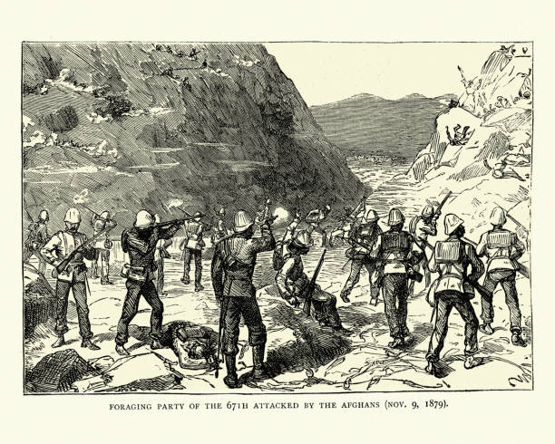 istock British soldiers of 67th Regiment attacked by Afghans, 1879 1257206782