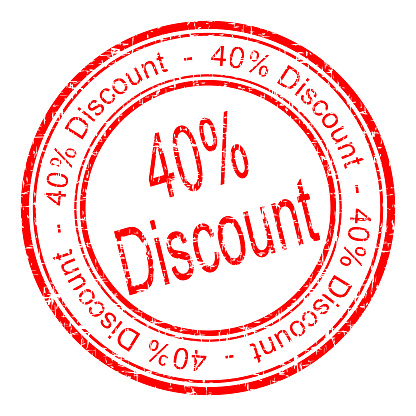 red 40 % Discount rubber stamp - illustration