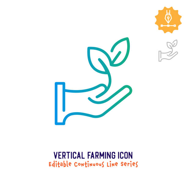 pionowa rolnictwo ciągła linia edytowalna linia obrysu - field vertical agriculture crop stock illustrations
