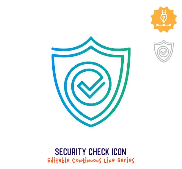 Vector illustration of Security Check Continuous Line Editable Stroke Line