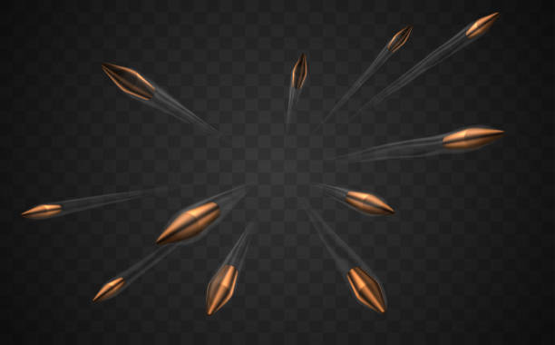 Bullets with air track on transparent background Bullets with air track on transparent background in vector cumulus clouds drawing stock illustrations
