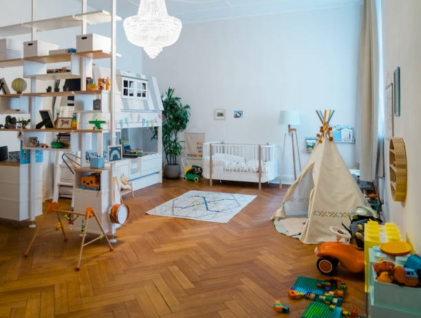 istock Interior of illuminated playroom at home 1257213522