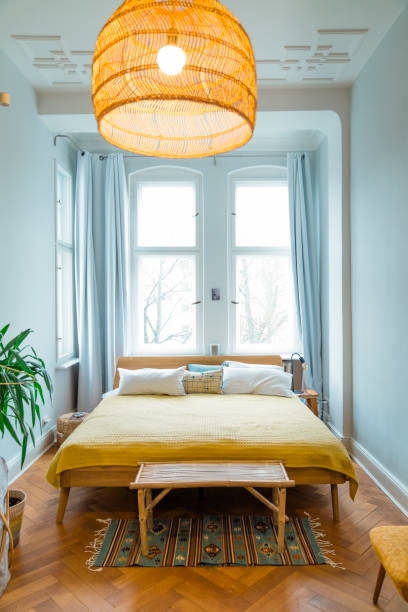 istock Interior of illuminated bedroom at home 1257213568