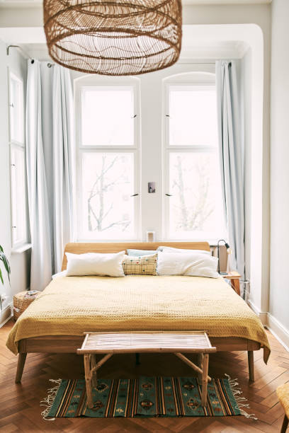istock Interior of bedroom at home 1257214163