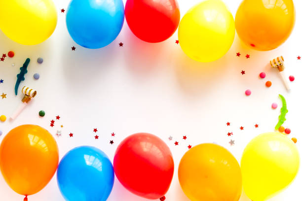 istock Frame of ballons - celebration concept - from above copy space 1257221981