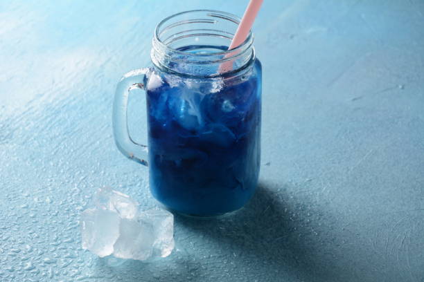 istock Iced butterfly pea latte. 1257222986
