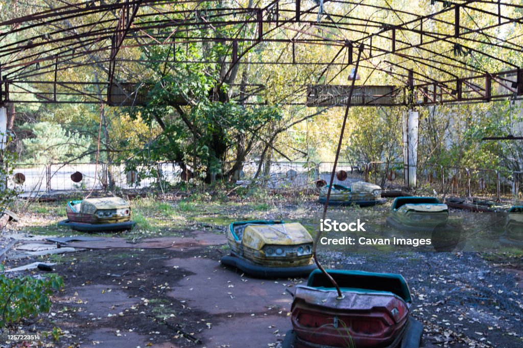 Walk inside The Chernobyl after 30 years ago elektro cars abadoned Walk inside The Chernobyl after 30 years ago elektro cars abadoned in Ukraine, Kyiv Oblast, Chornobyl 1986 Stock Photo