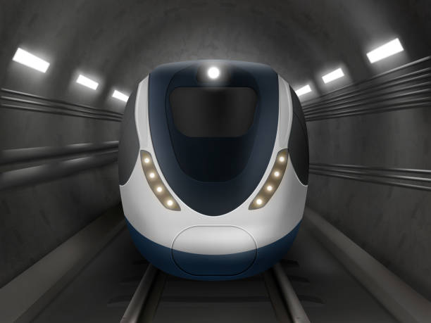 illustrations, cliparts, dessins animés et icônes de train ou métro, vue avant, locomotive de métro - train tunnel