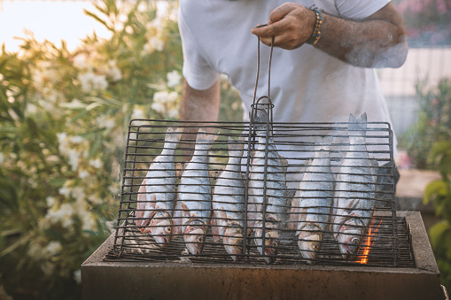 cooking fish at the barbecue