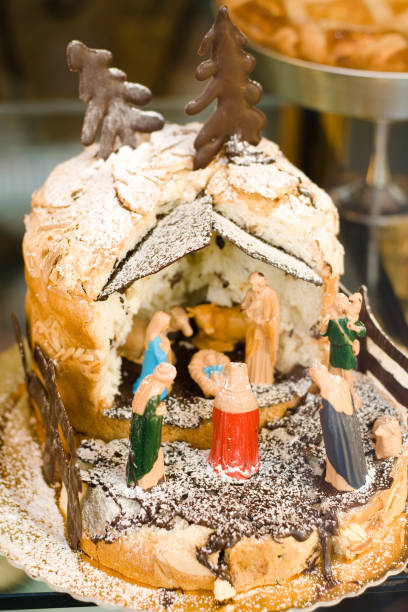 istock Christmas Cake Panettone with Presepe 1257226429
