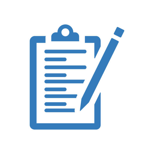 Content writing icon / blue color Content writing icon. Perfect use for print media, web, stock images, commercial use or any kind of design project. writing notes stock illustrations