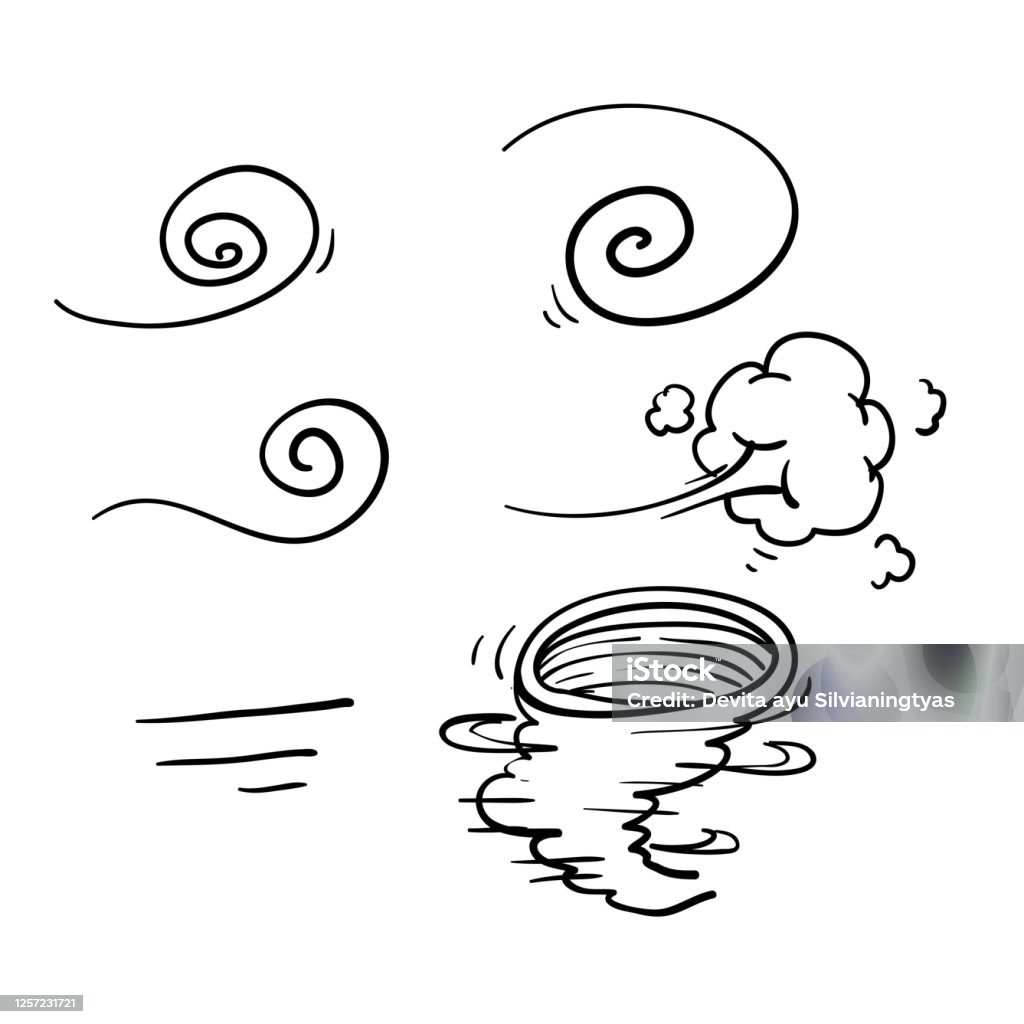 Wind Ruffling Drawing Hand Drawn Doodle Wind Blow Illustration Vector Isolated Background ...