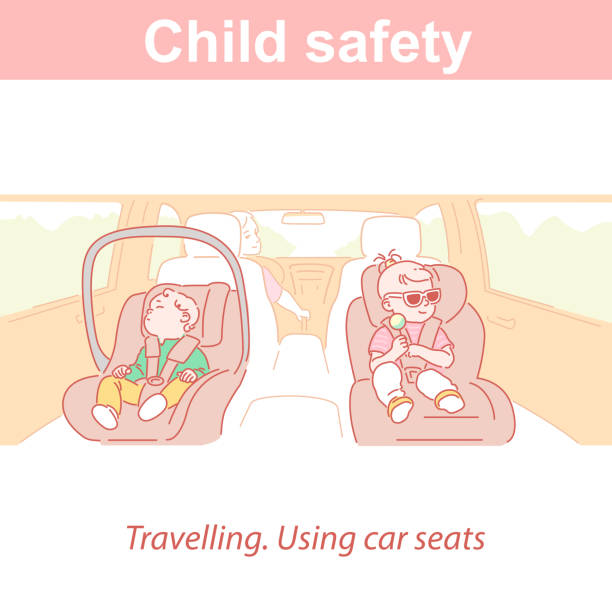 ilustraciones, imágenes clip art, dibujos animados e iconos de stock de seguridad de chuldren - back seat illustrations