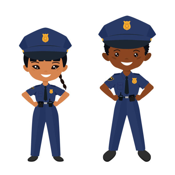 Cute Chibi Characters In Police Uniform Professions For Kids Flat Cartoon  Style Stock Illustration - Download Image Now - iStock