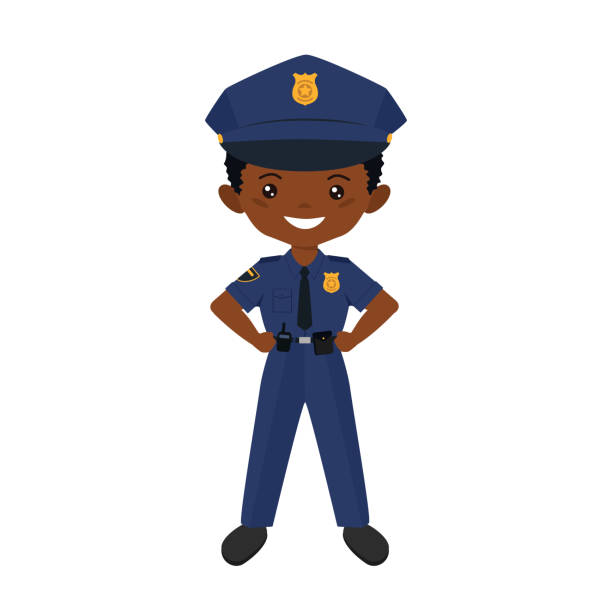 istock Chibi boy character in police uniform. Professions for children. Flat cartoon style 1257236846