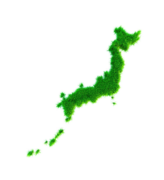 istock Grass map of Japan, isolated on white 1257238827