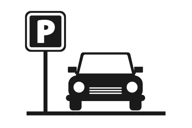 Vector illustration of Parking space. Parking zone. Black parking sign