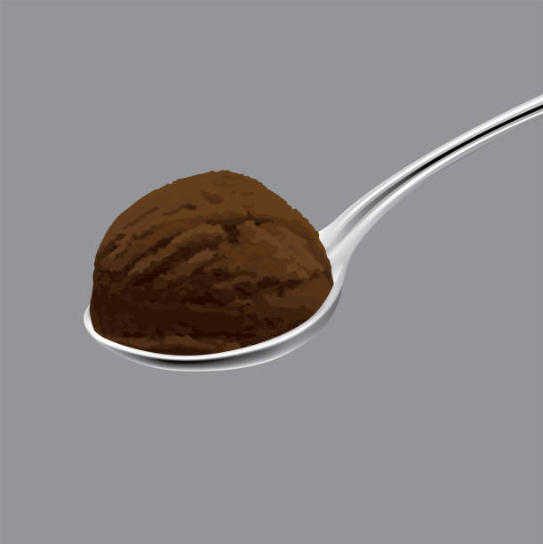 ilustrações, clipart, desenhos animados e ícones de colher fora sorvete choccolate em fundo cinza - dark choccolate