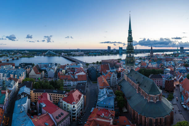 istock Old Town Riga panorama at sunset 1257245805