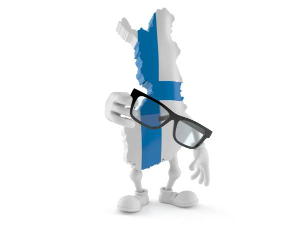 istock Finland character holding glasses 1257246035