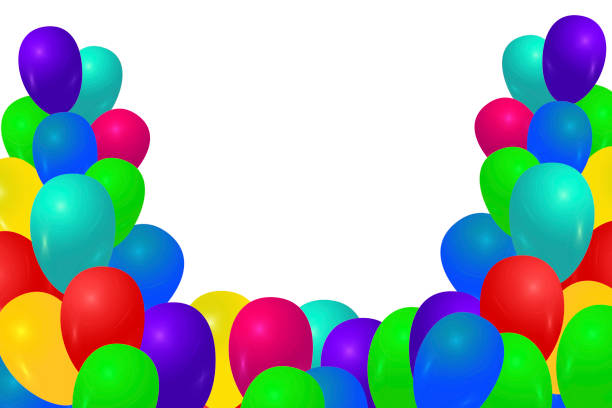 illustrazioni stock, clip art, cartoni animati e icone di tendenza di palloncini per una festa o un compleanno. palle su sfondo bianco. sfondo per la vacanza. illustrazione realistica del carnevale. immagine. - backgrounds party birthday announcement message