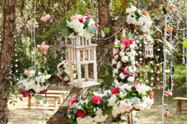 istock Forest Decorated With Flowers For Wedding. 1257249078