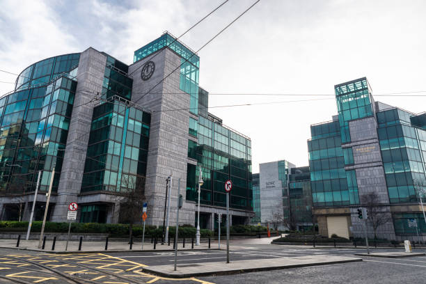 Dublin, Ireland - January 1, 2020: Facade of the International Financial Services Centre (IFSC) in Dublin, Ireland