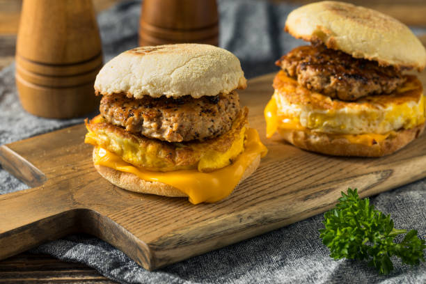 istock Homemade Breakfast Sausage Patty Sandwich 1257251390