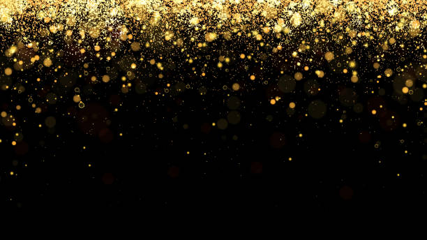 istock Festive vector background with gold glitter and confetti for christmas celebration. Black background with glowing golden particles. 1257251945
