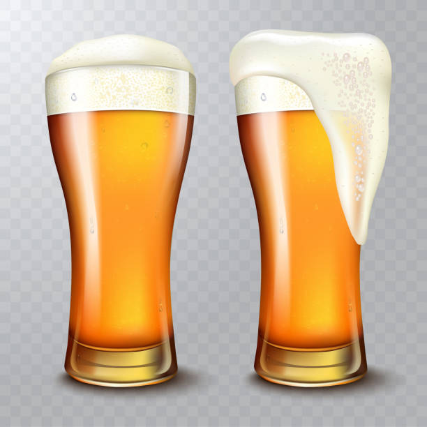 Wheat beer ads, beer glass with attractive beer, 3d illustration on transparent background. vector art illustration