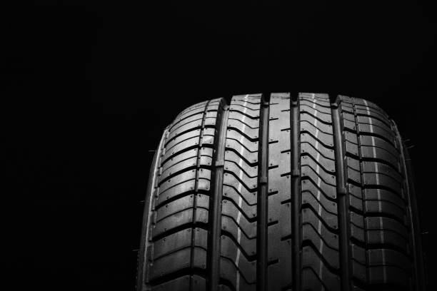 istock black isolation rubber tire, on the grey backgrounds 1257255961