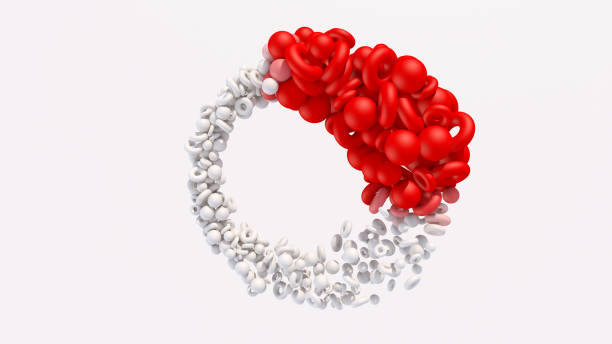 istock Red and white geometric shapes morphing. Abstract illustration, 3d render. 1257256150