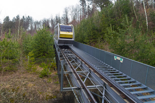 Cable car on the side of a mountain. Innsbruck, Austria.