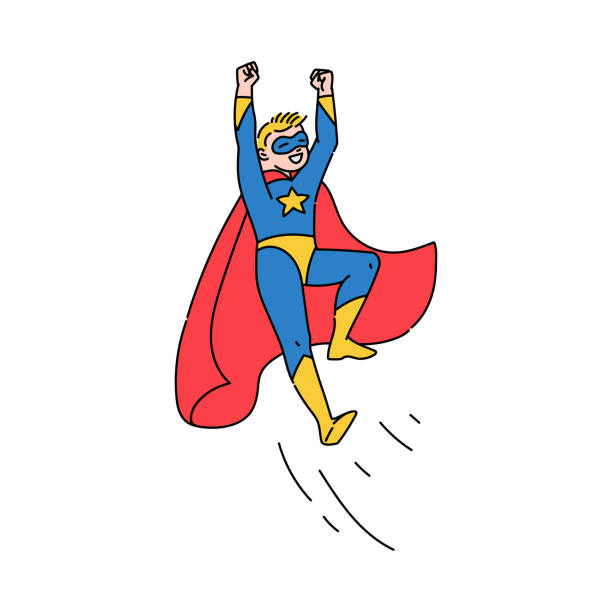 Superhero Teenage Boy Flying Sketch Cartoon Vector Illustration Isolated  Stock Illustration - Download Image Now - iStock