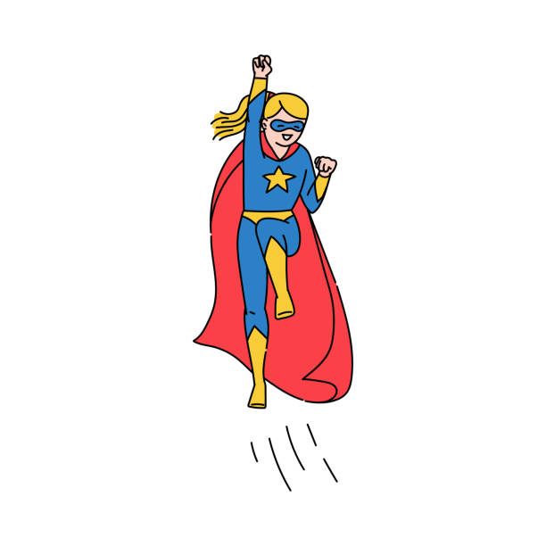 Superhero Girl Or Woman Character Sketch Cartoon Vector Illustration  Isolated Stock Illustration - Download Image Now - iStock